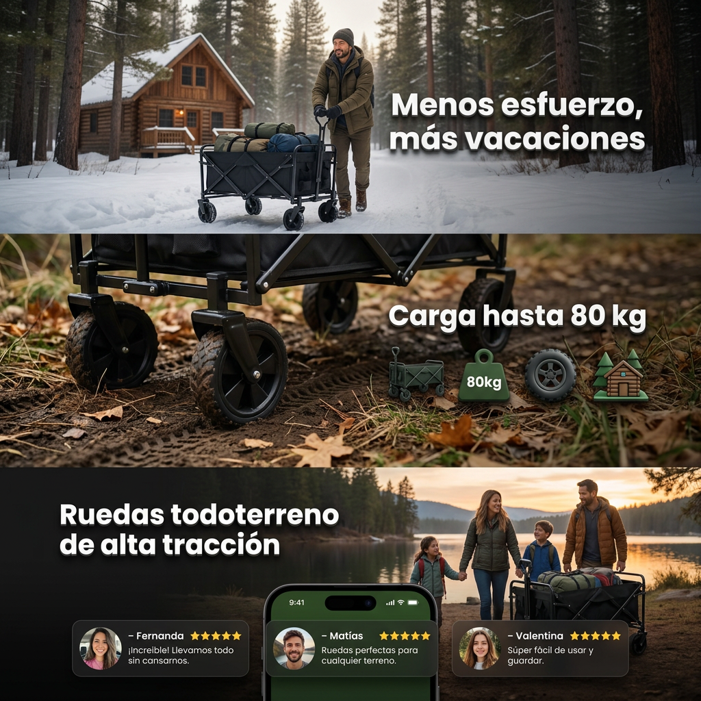 CargaPro — Carrito plegable para camping y hogar