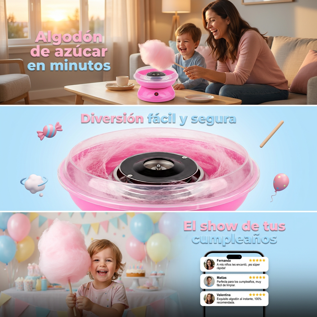 NubeMax — Máquina de Algodón de Azúcar para Casa y Fiestas