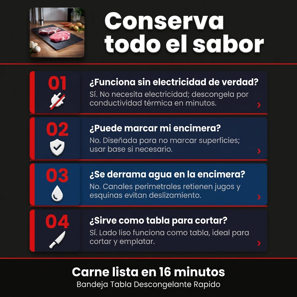 Bandeja Descongelante Rápida — aluminio conductor sin electricidad