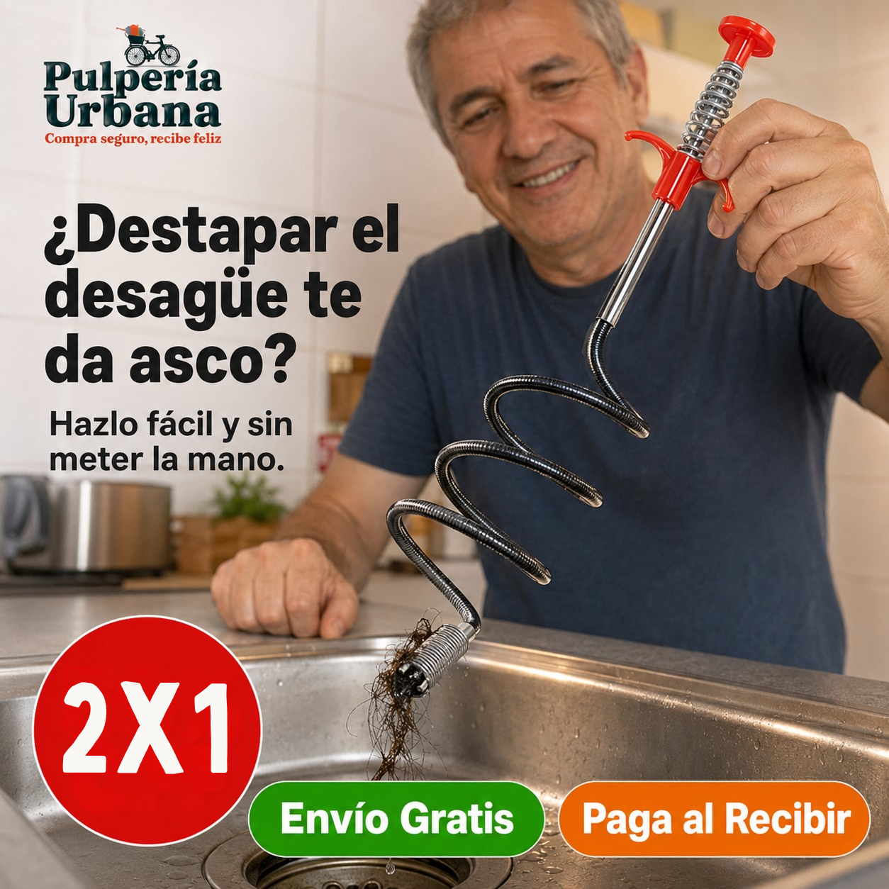 DrenaFix - Gancho destapa tuberia cañeria drenaje